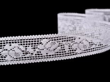 Cotton bobbin lace insert 75505, width 27 mm, white