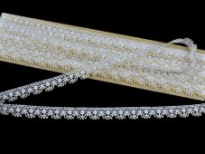 Cotton bobbin lace 81197 white/ Lurex gold