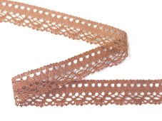 Cotton bobbin lace 82152, width 23 mm, terracotta