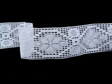 Cotton bobbin lace insert 82148, width 67 mm, white