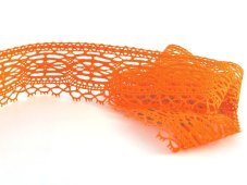 Cotton bobbin lace 75037, width 57 mm, orange