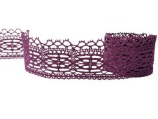 Cotton bobbin lace 75037, width 57 mm, violet