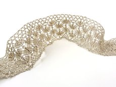 Cotton bobbin lace 75543, width 82 mm, ecru/ dark linen gray