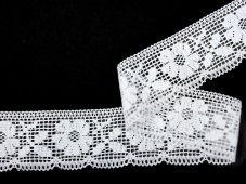 Cotton bobbin lace 75308, width 62 mm, white