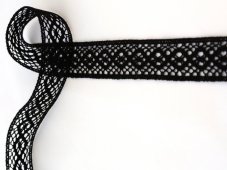 Cotton bobbin lace insert 75250, width 31 mm, black