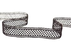 Cotton bobbin lace insert 82134, width 20 mm, dark brown