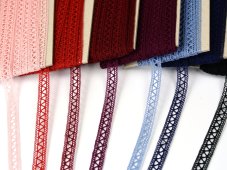 Cotton bobbin lace insert 75526, width 11 mm, sky blue