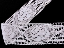 Cotton bobbin lace insert 75008, width 79 mm, white