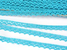 Cotton bobbin lace 75633, width 10 mm, turquoise