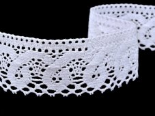 Cotton bobbin lace 75593, width 45 mm, white