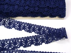 Cotton bobbin lace 75088, width 27 mm, blue