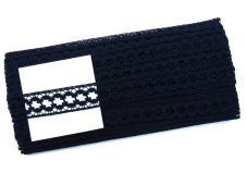 Cotton bobbin lace 75619, width 25 mm, black blue
