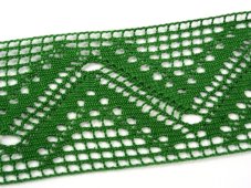 Cotton bobbin lace insert 75052, width 63 mm, grass green
