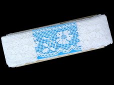 Cotton bobbin lace 81326, width 65 mm, white
