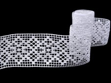 Cotton bobbin lace insert 75180, width 81 mm, white