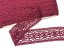 Cotton bobbin lace insert 75038, width 52 mm, cranberry