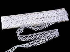 Cotton bobbin lace 75124, width 18 mm, white