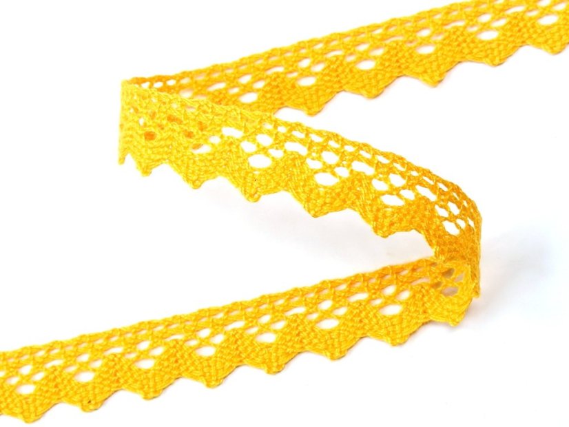 Cotton bobbin lace 75259, width 17 mm, dark yellow