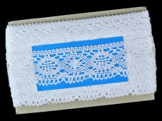 Cotton bobbin lace 82339, width 58 mm, white
