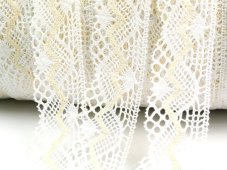 Cotton bobbin lace 81294, width 50 mm, white/ ecru