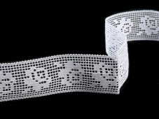 Cotton bobbin lace insert 81075, width 35 mm, white