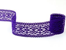 Cotton bobbin lace insert 75038, width 52 mm, purple
